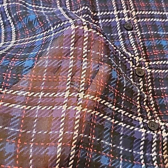 Sheer plaid button down blouse size S Express - Picture 9 of 10